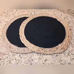 Domain Cotton/Jute Round Placemats set of 2 Black/Natural